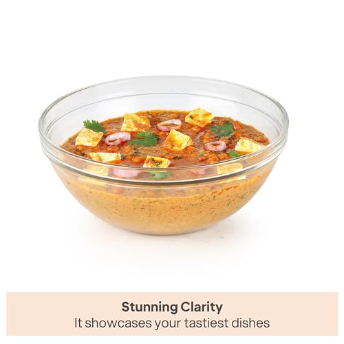 Cello Zenith Round Stack Serving & Mixing Bowl, Transparent | 2 X 500ml Bowls (14 cm)| Microwave & Dishwasher Safe Crystal Clear Glass Bowl for Kitchen & Dinning | Bowl for Mixing Dough, Salad, Batter - Image 6