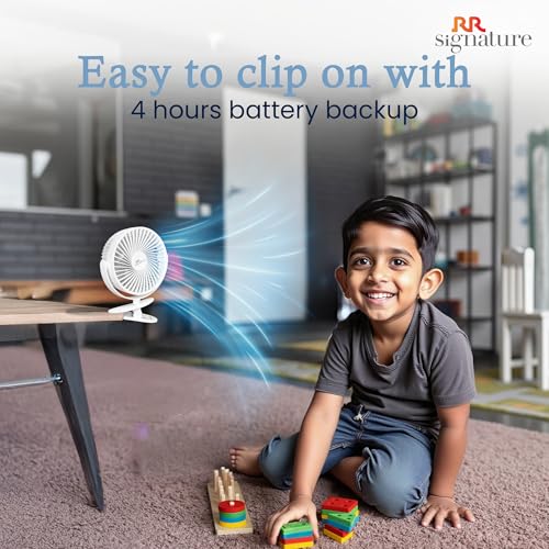 RR Signature Buddy Mini 110mm Portable Clip Fan | 4H Battery | Silent & C type Rechargeable | 360� Rotation | Multi-Clip Function | Portable Cooling | Personal Cooling Fan For Home [PRISTINE WHITE] - Image 3