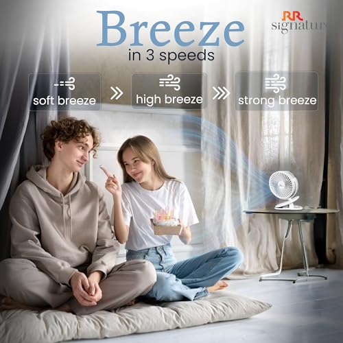 RR Signature Buddy Mini 110mm Portable Clip Fan | 4H Battery | Silent & C type Rechargeable | 360� Rotation | Multi-Clip Function | Portable Cooling | Personal Cooling Fan For Home [PRISTINE WHITE] - Image 5