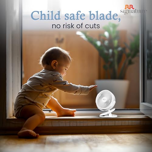 RR Signature Buddy Mini 110mm Portable Clip Fan | 4H Battery | Silent & C type Rechargeable | 360� Rotation | Multi-Clip Function | Portable Cooling | Personal Cooling Fan For Home [PRISTINE WHITE] - Image 6