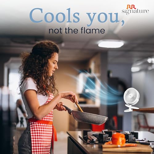 RR Signature Buddy Mini 110mm Portable Clip Fan | 4H Battery | Silent & C type Rechargeable | 360� Rotation | Multi-Clip Function | Portable Cooling | Personal Cooling Fan For Home [PRISTINE WHITE] - Image 7