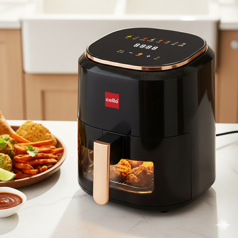 Cello Smart Pro Digital Display & Touch Control Panel, Uses up to 90% Less Fat 1400 W Air Fryer(4.5 L)