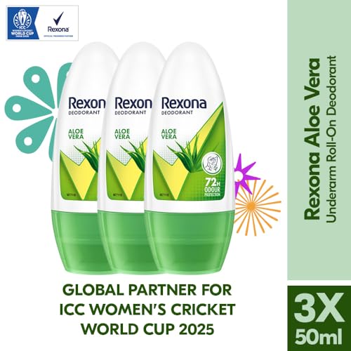 Rexona Aloe Vera Underarm Roll-On Deodorant for Women | 72 Hours Long-Lasting Odour Protection | 50ML (Pack of 3) | 0% Alcohol, Safe on Skin - Image 2