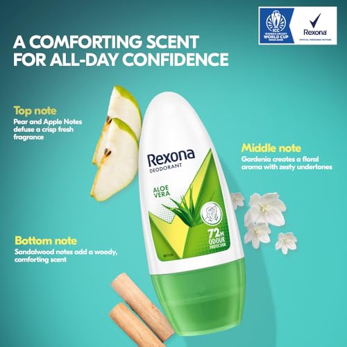 Rexona Aloe Vera Underarm Roll-On Deodorant for Women | 72 Hours Long-Lasting Odour Protection | 50ML (Pack of 3) | 0% Alcohol, Safe on Skin - Image 6