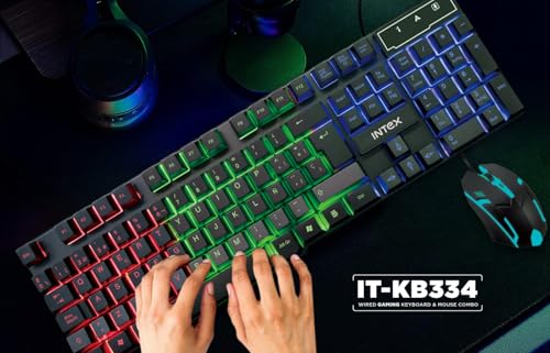 Intex IT-KB334 Wired Gaming Keyboard and Mouse Combo with RGB Backlit Keys, Optical Wired Mouse, Spill Resistant Design, USB Plug & Play, Ergonomic Setup for PC, Laptop, Windows, Linux Compatible - Image 2