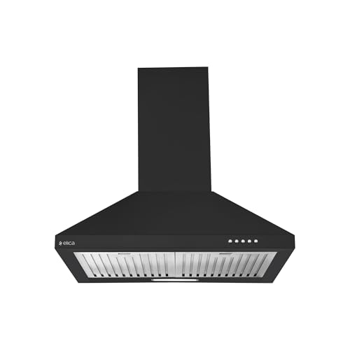 Elica 60 cm 1100 m3/hr Kitchen Chimney (AH 260 BF Nero, 2 Baffle Filters, Push Button Control, Black)