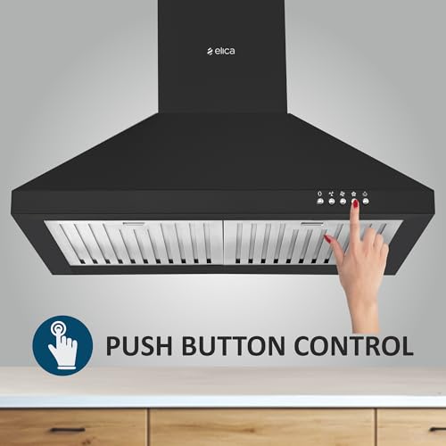 Elica 60 cm 1100 m3/hr Kitchen Chimney (AH 260 BF Nero, 2 Baffle Filters, Push Button Control, Black) - Image 5