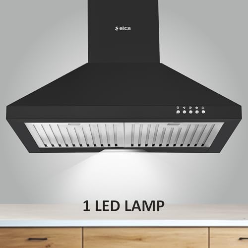 Elica 60 cm 1100 m3/hr Kitchen Chimney (AH 260 BF Nero, 2 Baffle Filters, Push Button Control, Black) - Image 6