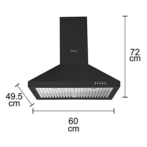 Elica 60 cm 1100 m3/hr Kitchen Chimney (AH 260 BF Nero, 2 Baffle Filters, Push Button Control, Black) - Image 7