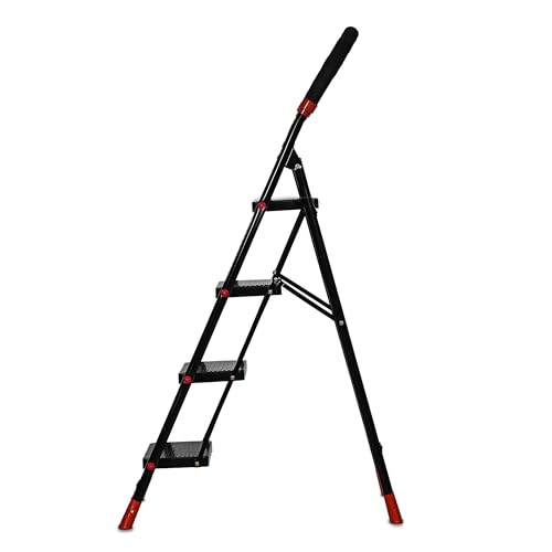 FLIPZON Halo Foldable 4 Step Ladder for Home and Office Use | Alloy Steel | Wide Steps | Wobble-Free | Skid-Free Steps | Durable Safety Ladder | Rust Free | Anti-Skid (Black) - Image 3