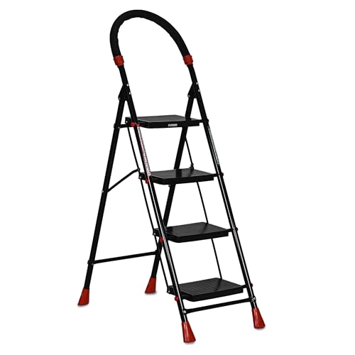 FLIPZON Halo Foldable 4 Step Ladder for Home and Office Use | Alloy Steel | Wide Steps | Wobble-Free | Skid-Free Steps | Durable Safety Ladder | Rust Free | Anti-Skid (Black) - Image 6